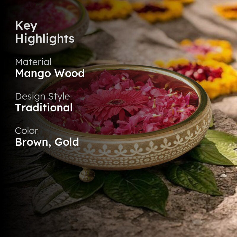 Heritage Charm Urli - Brown & Gold media 2