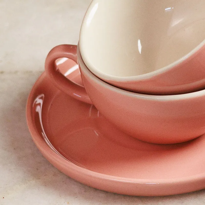 Blush & Brew Cup & Saucer (Pink/240 mL Each) - Set of Six - 3