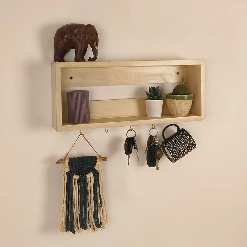 Kaiiro Wooden Wall Shelf Organiser with Key Holders media 7