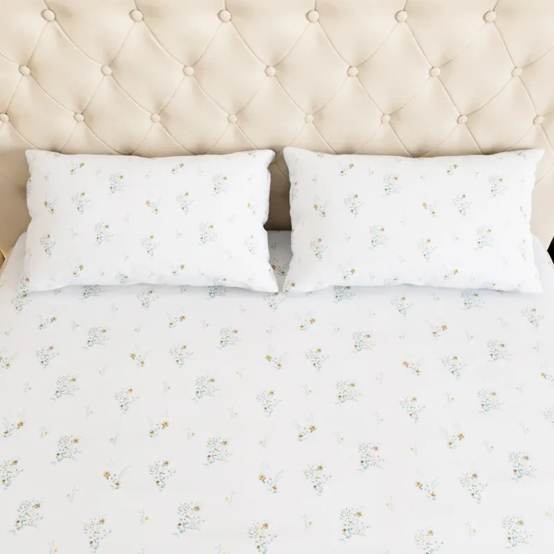 Blossomway Floral Cotton Bedsheet (Yellow) - 180 TC media 5