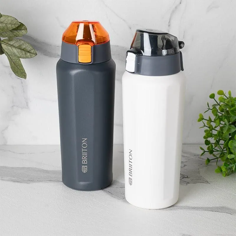Hydra Hue Hot & Cold Thermos Water Bottle (White & Grey, 650 mL Each) - Set Of Two media 1