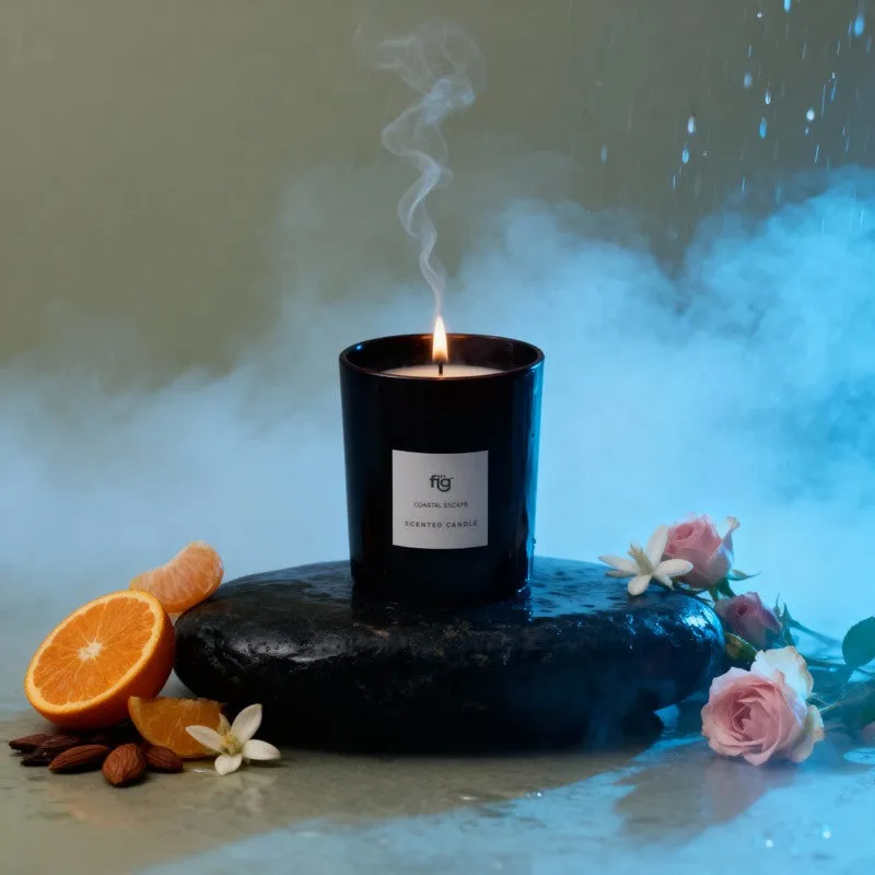 Fig Living Coastal Escape Scented Candle - Mandarin Orange, Jasmine, Musk & Sandalwood media 5