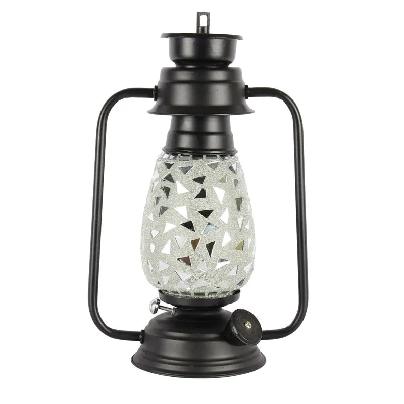 Dvija Mosaic Lantern Iron Table Lamp - Black,Silver media 5