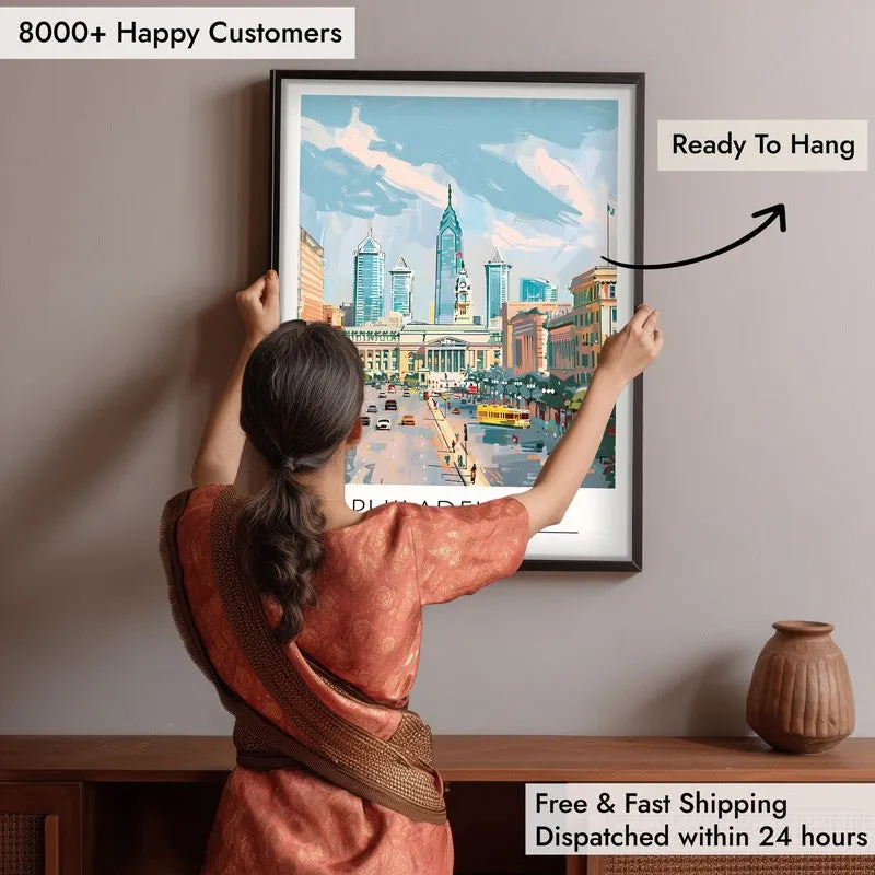 Vintage Philadelphia Framed Canvas Wall Painting media 6