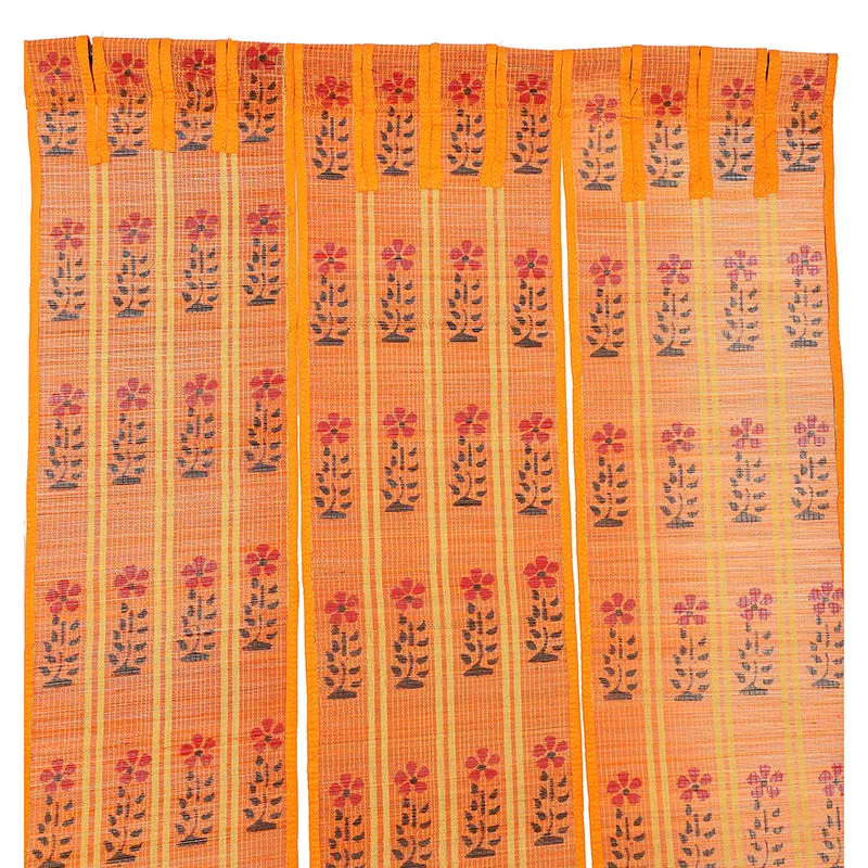 Forest Flow Three Panel Bamboo Curtain - Orange media 4