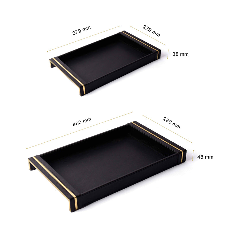 Ceastra Faux Leather Serving Tray - Black media 8