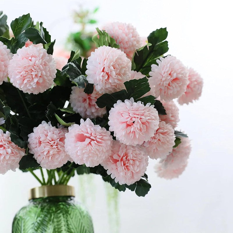 Hortensia Chrysanthemum Silk Artificial Flower Sticks - Pink media 7