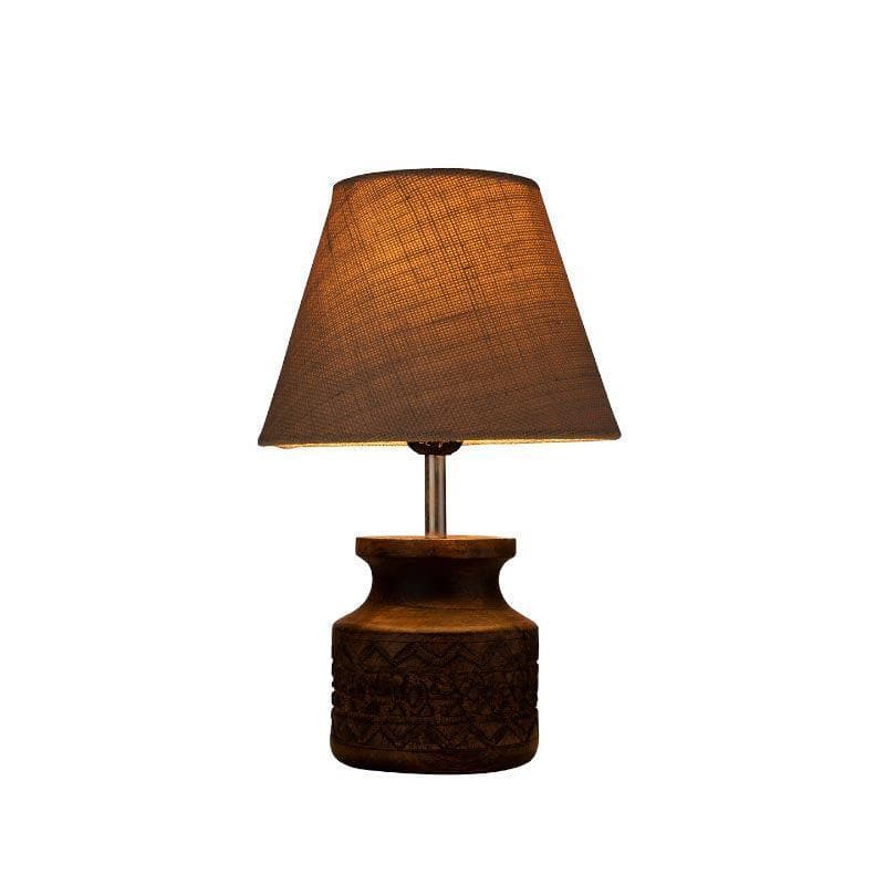 Classy With Twist Carved Fabric Table Lamp - Beige,Brown media 4