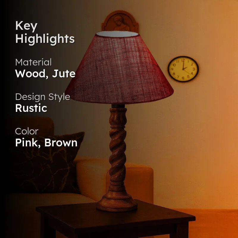 Elvane Zylo Wooden Table Lamp - Pink media 2