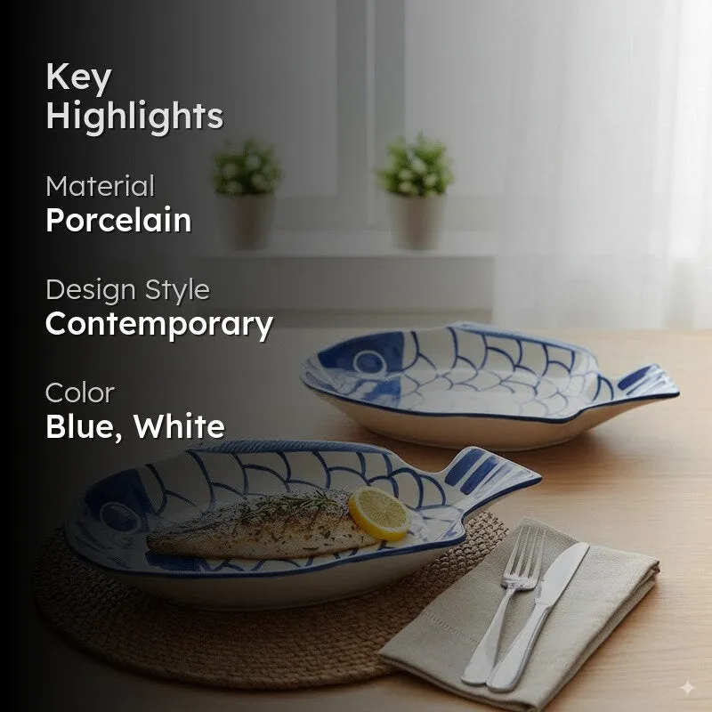 Klyne Porcelain Platter (Blue) - Set Of Two media 2