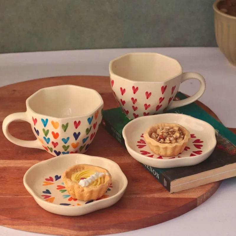 Hearty Mate Cup & Saucer (Multicolor) - Four Piece Set media 3