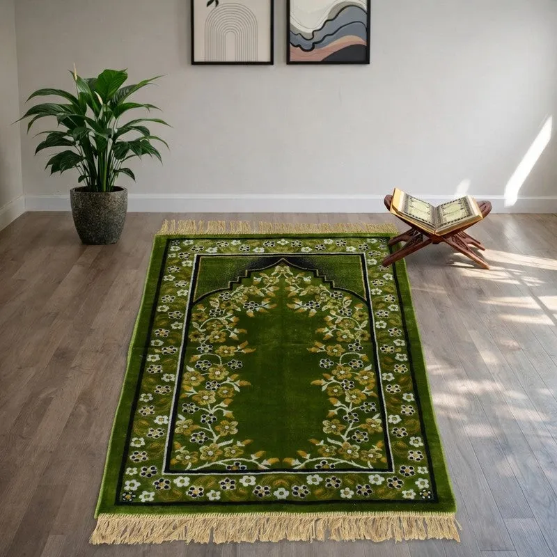 Noorzen Velvet Prayer Mat - Yellow,Green media 1