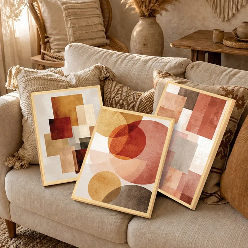 Linea Geometric Wall Painting - Set of Three media 4