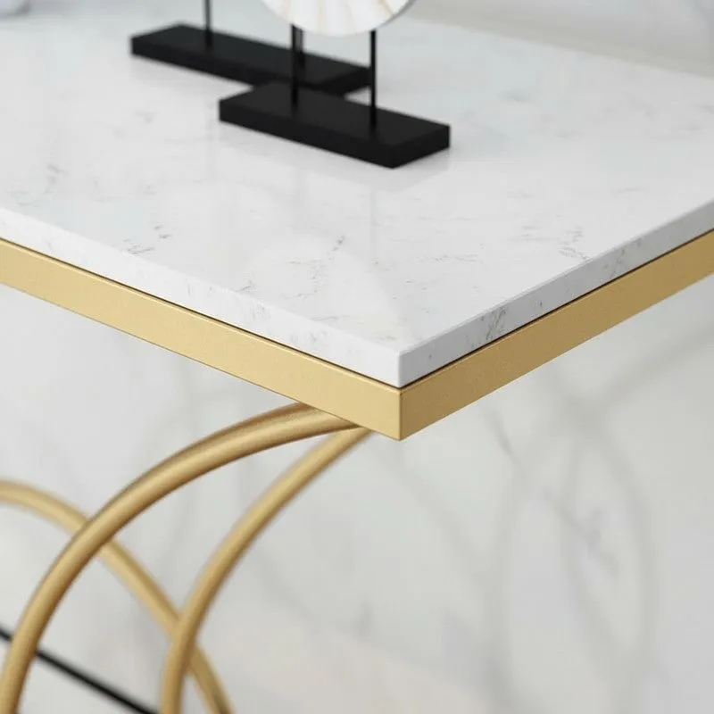 Artistic Curved Metal Console Table wwith Marble Top - Large media 3