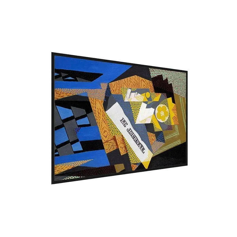 Newspaper And Fruit Dish Canvas Painting - Black Frame media 3