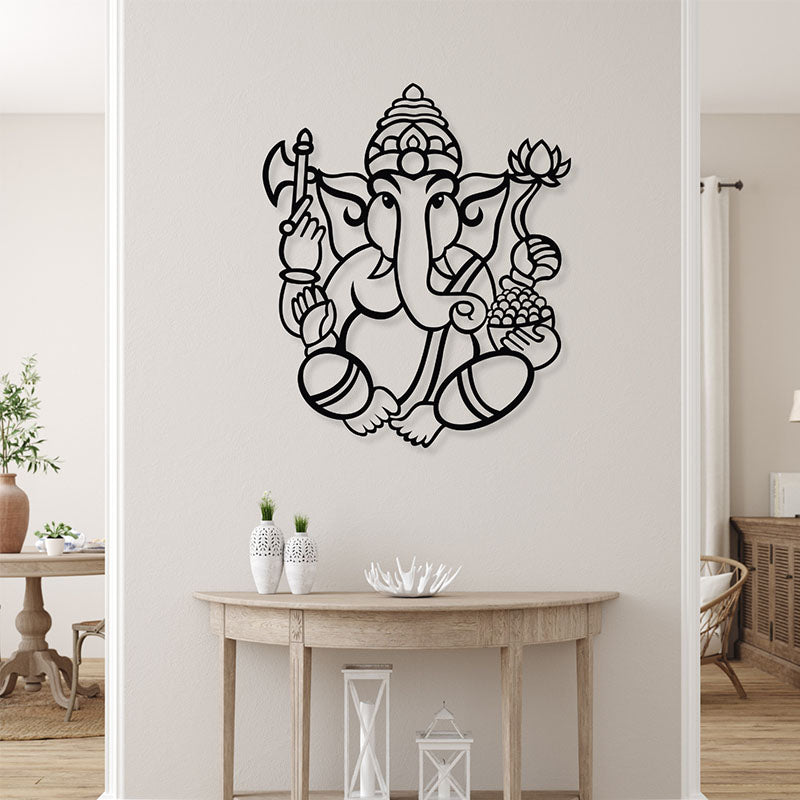 Ganesha Black Iron Wall Accent