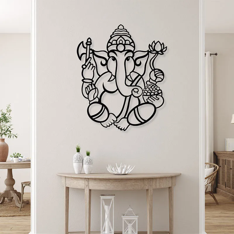 Ganesha Black Iron Wall Accent media 1