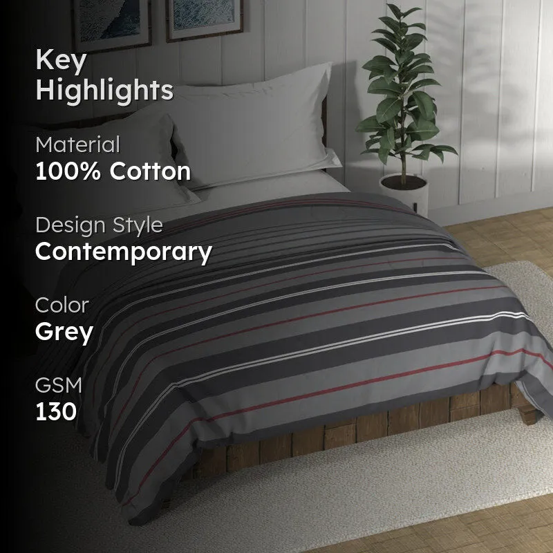 Nautica Stripe Symphony Comforter (Grey,Maroon) - 130 GSM media 2