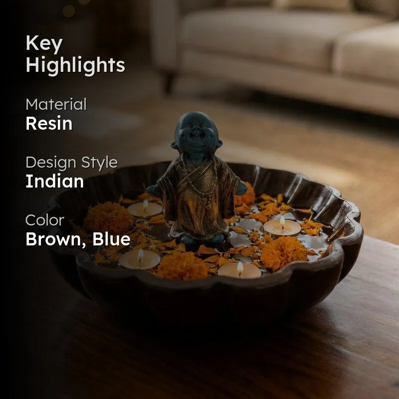 Laughing Buddha Decorative Resin Urli media 2