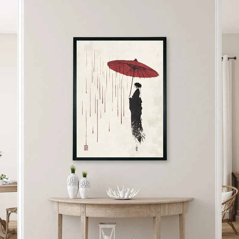 Geisha With Umbrella Wall Art With Resin Frame media 4