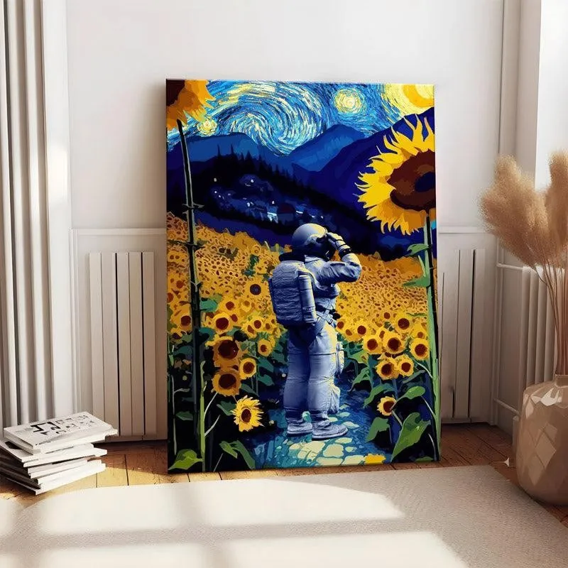 Astronaut in Sunflower Eden Wall Painting media 3