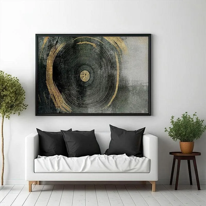 Golden Abstract Canvas Wall Painting - Black Frame media 1
