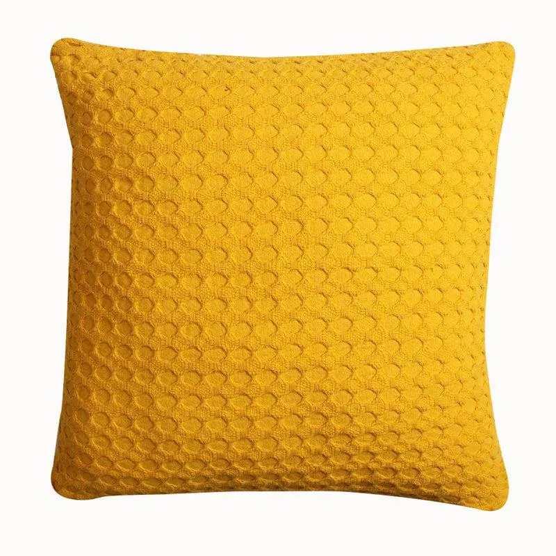Florence Sunset Solid Cotton Cushion Cover (Yellow) - Set Of Two media 3
