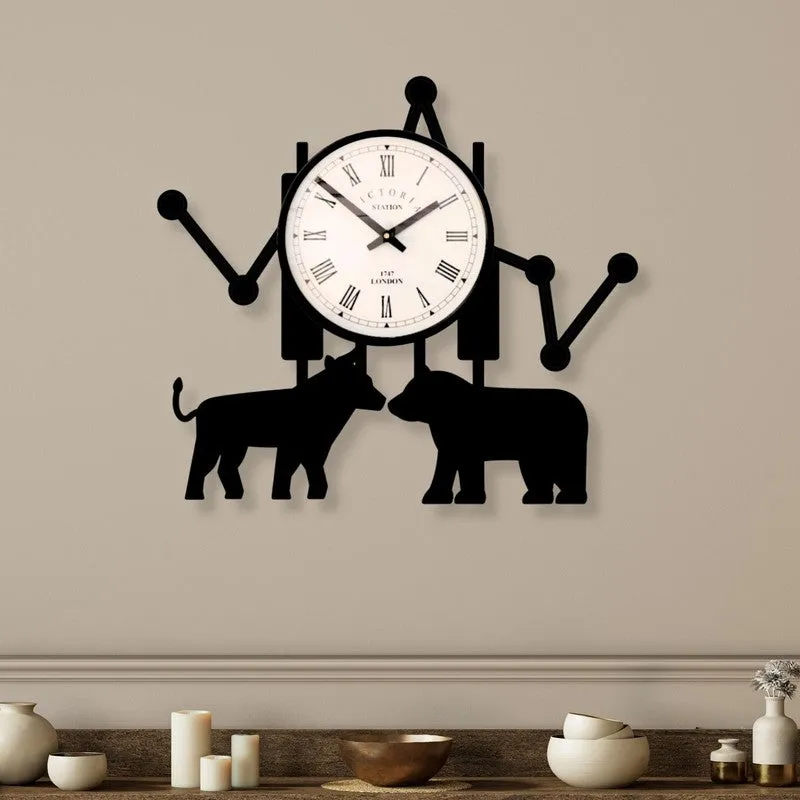 Animals Steel Analog Wall Clock - Black media 1