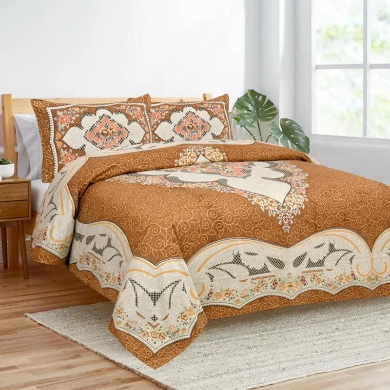 Yashita Printed Cotton Bedsheet (Brown) - 160 TC media 1