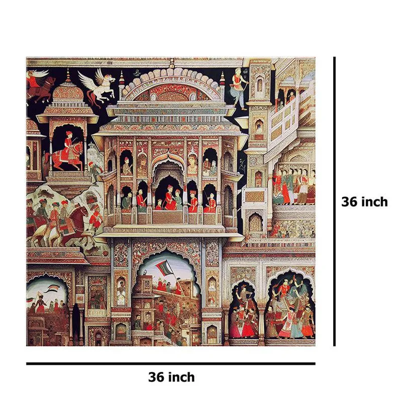 Rajasthani Historic Palace Scene Poly Canvas Wall Painting media 8