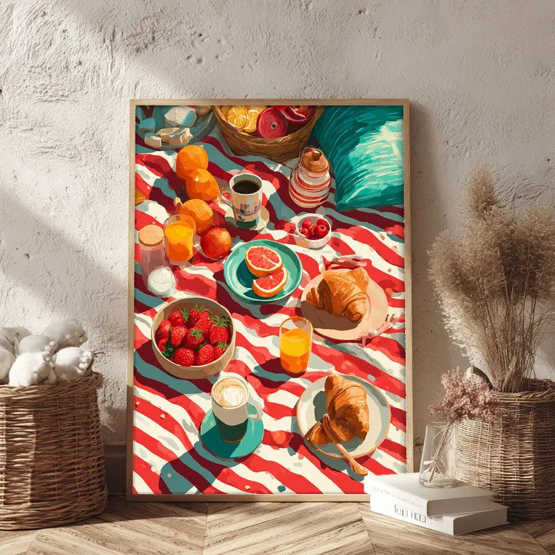 Sunstripe Feast Canvas Wall Painting - Brown Frame media 3