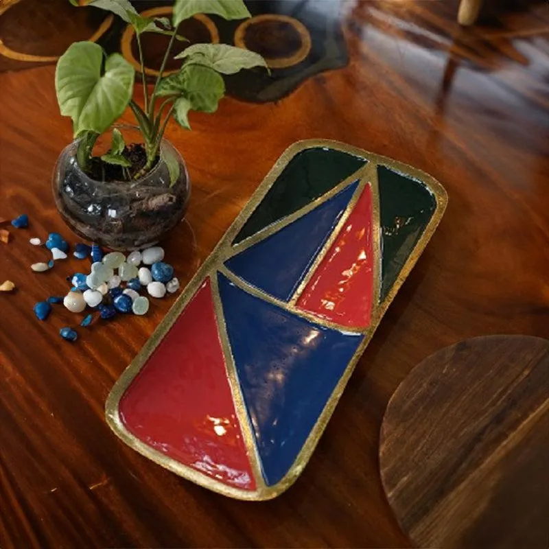 Izen Geometric Metal Platter - Dark Blue & Red media 1