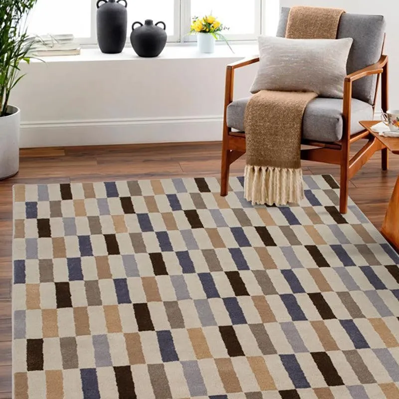 Istari Hand Tufted Geometric Wool & Nylon Carpet - Blue & Beige media 3
