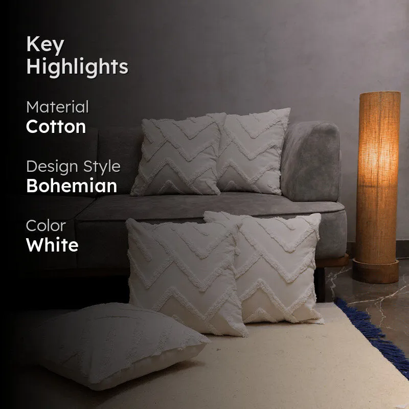 Cushy Peaks Tufted Cushion Cover (Ivory) - Set Of Five media 2