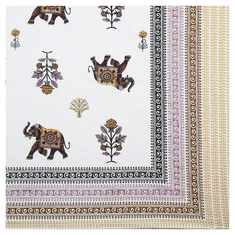 Gajesara Ethnic Cotton Bedsheet (Beige) - 160 TC media 4
