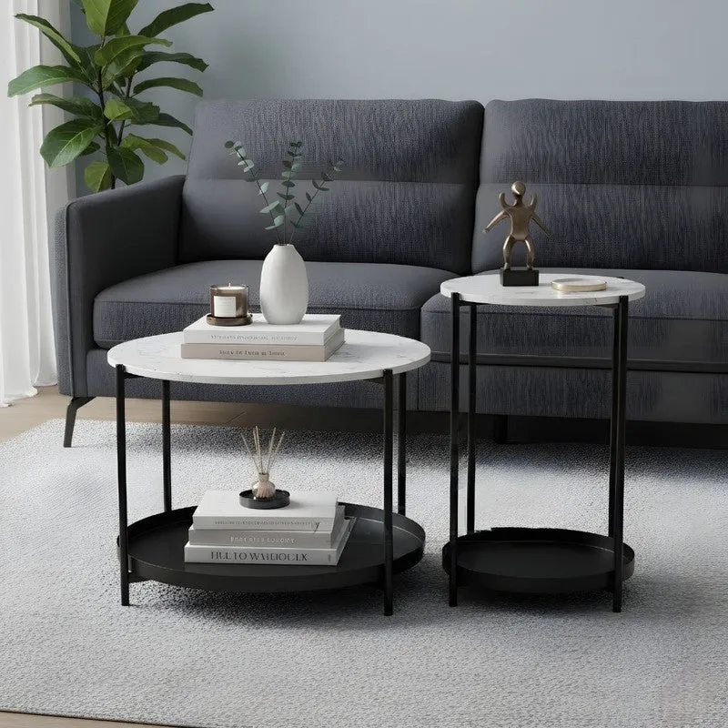 Arvo Hue Center Table (Black & White) - Set Of Two media 5