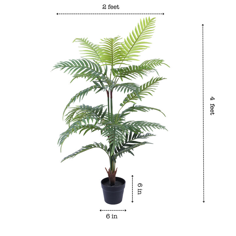 Artificial Realistic Areca Palm Plant With Black Plastic Pot - 3.9 Feet media 8