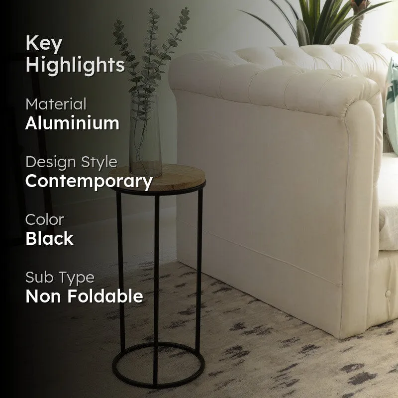 Wooden Top Base Aluminum Side Table - Large media 2