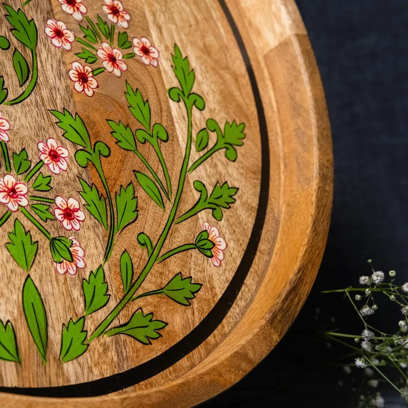 BloomCraft Floral Wood Rotating Serving Platter media 7