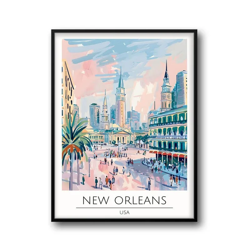 Vintage New Orleans Framed Canvas Wall Painting media 5