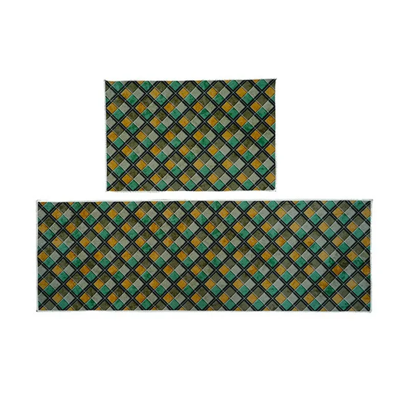 CleanLines Polyester Kitchen Floor Mats (Green,Black) - Set of Two media 3