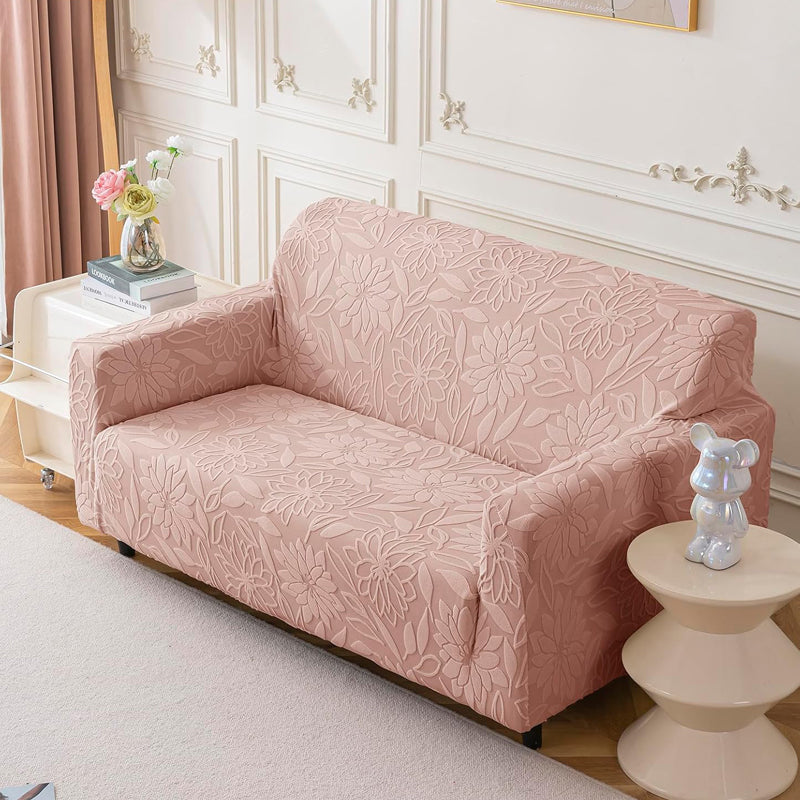 Camellia Jacquard Sofa Cover - Pink media 3