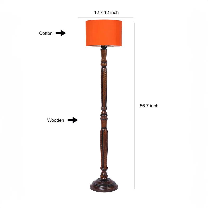 Biya Vintage Wooden Floor Lamp - Orange media 7