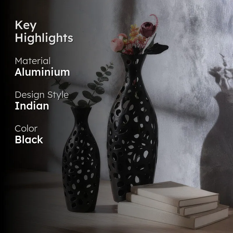 Modern Hollow Pattern Decorative Vase Set - Set Of Two media 2