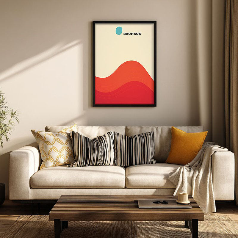 Red Wave Archival Canvas Wall Art - Black Frame