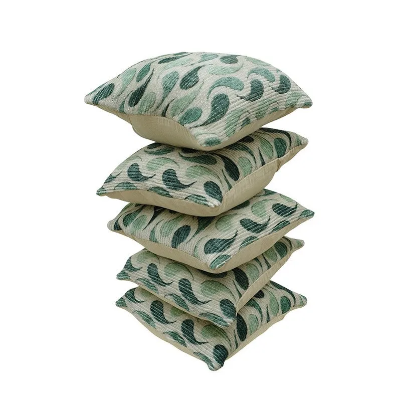 FloralDreamline Cushion Cover (Green) - Set Of Five media 5