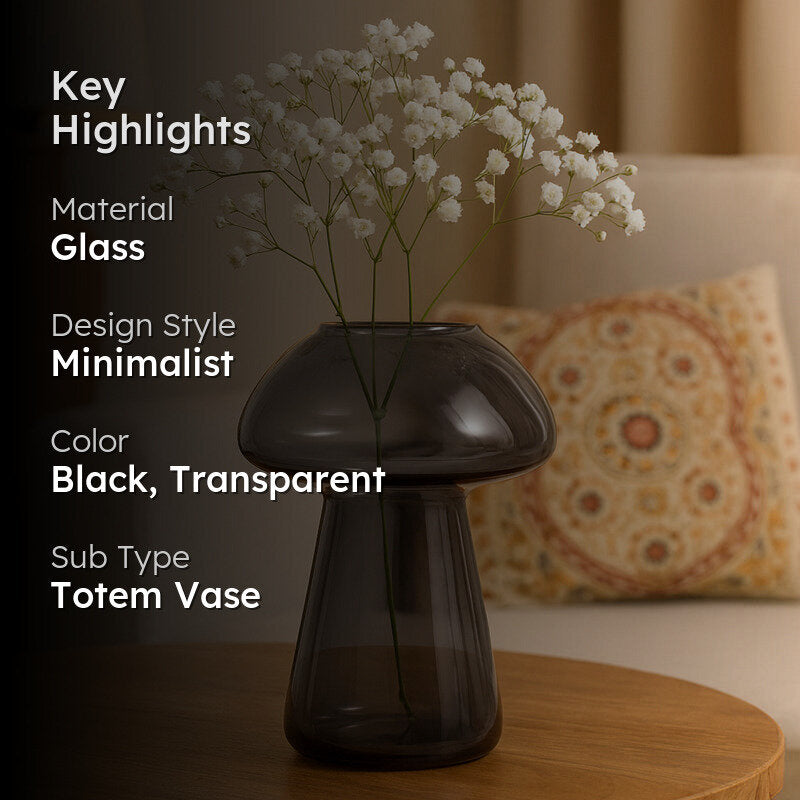 Shrooms Glass Vase - Black media 2