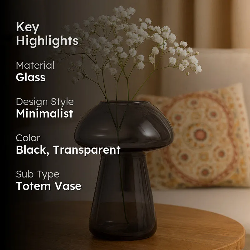 Shrooms Glass Vase - Black media 2