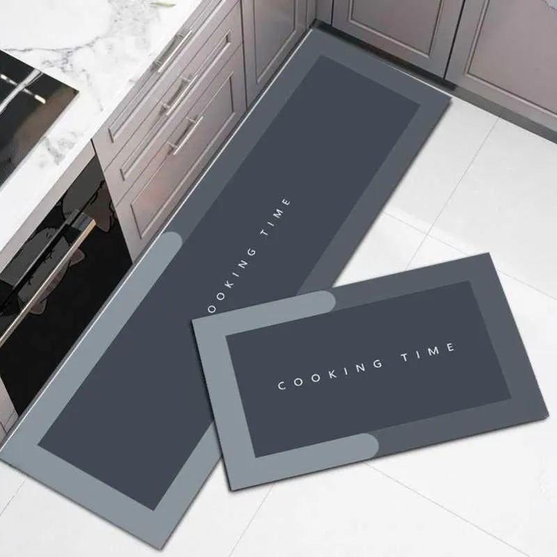 Contemporary Grey Anti (Skid Foam Kitchen Floor Mats) - Set Of Two media 4