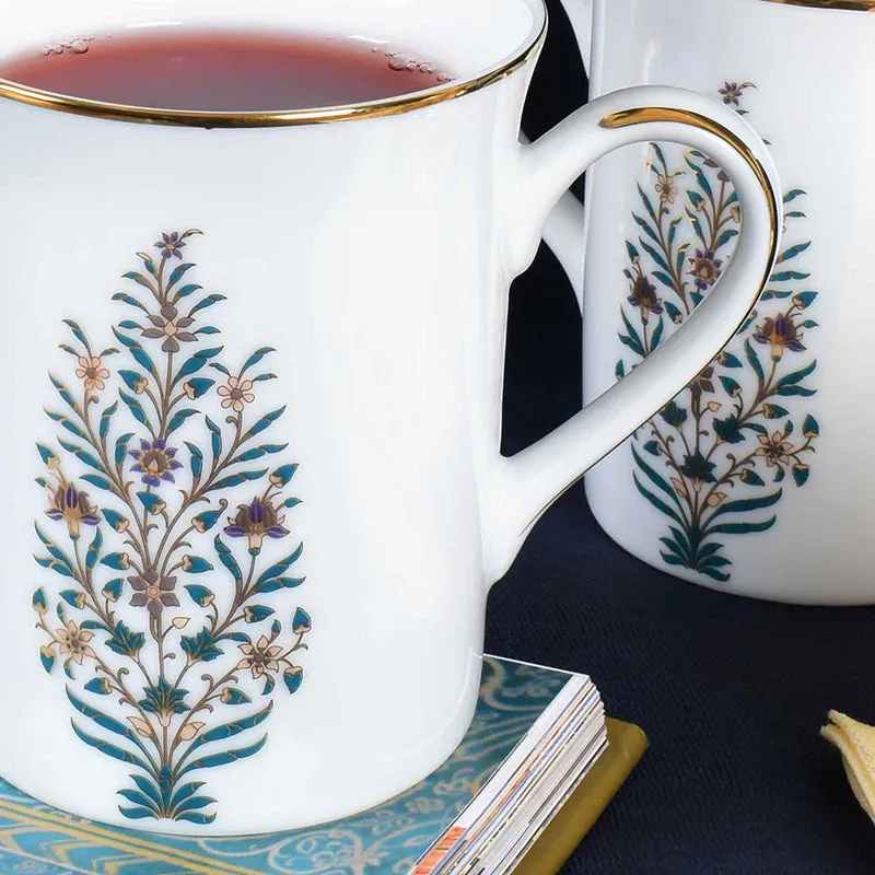 Gilded Shahi 24k Gold Brushed Porcelain Coffee Mug (300 mL Each) - Set of Two media 5